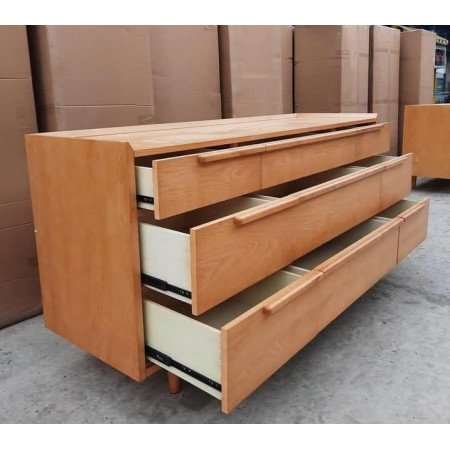 SB589 : Tủ Ngang 09 Ngăn Kéo Màu Vàng Gỗ - Ngang 172cm